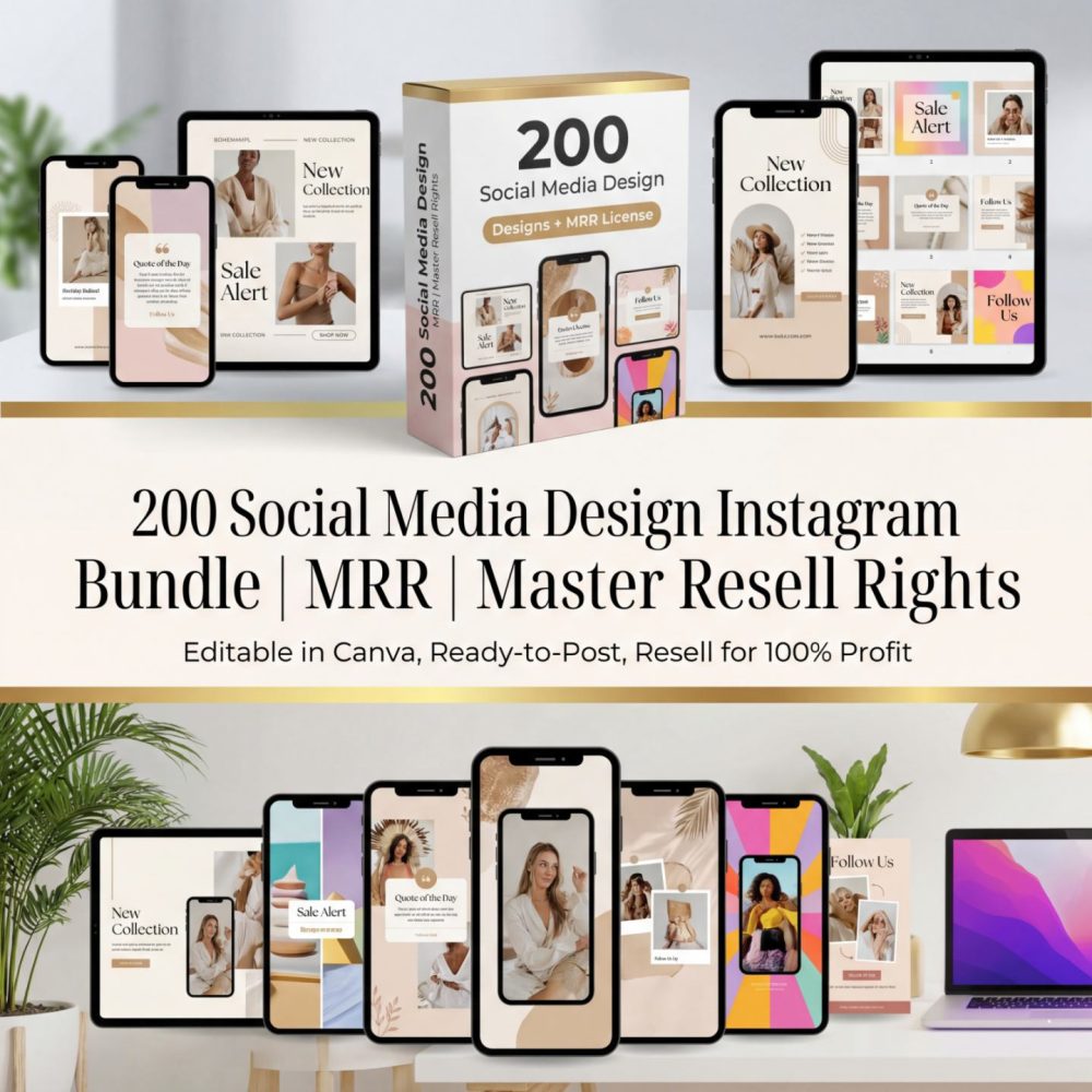 200 Social Media Design Instagram Bundle | MRR | Master Resell Rights